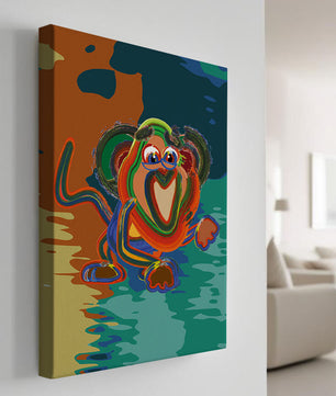 Ilustración abstracta y colorida de un mono con pinceladas audaces
