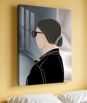 Modern woman with sunglasses and gold hoop earrings
