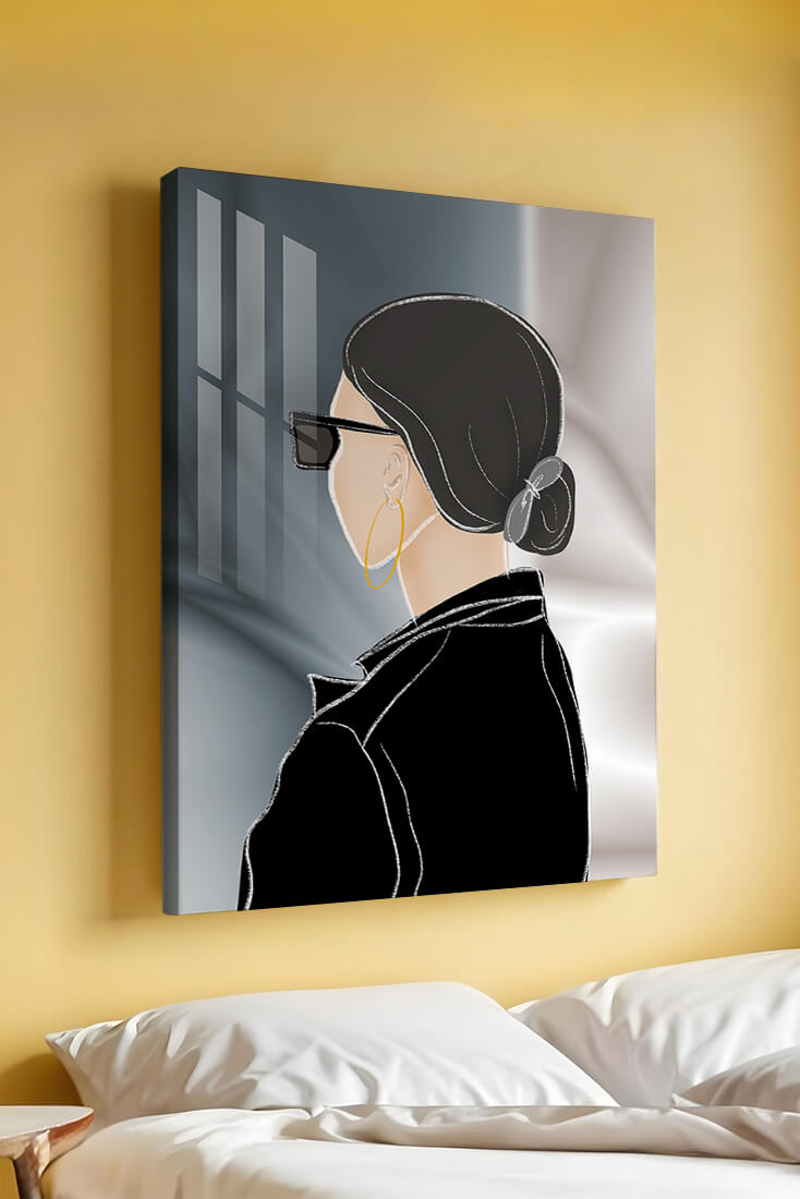 Modern woman with sunglasses and gold hoop earrings