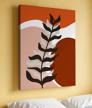 Abstract Botanical Print with Earth Tones and Modern Leaf Design