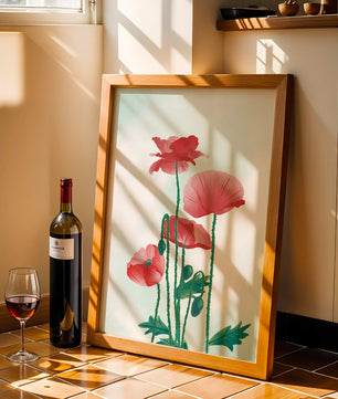 Red Poppies in Minimalist Natural Setting
