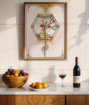 Design floral élégant avec vase et accents dorés