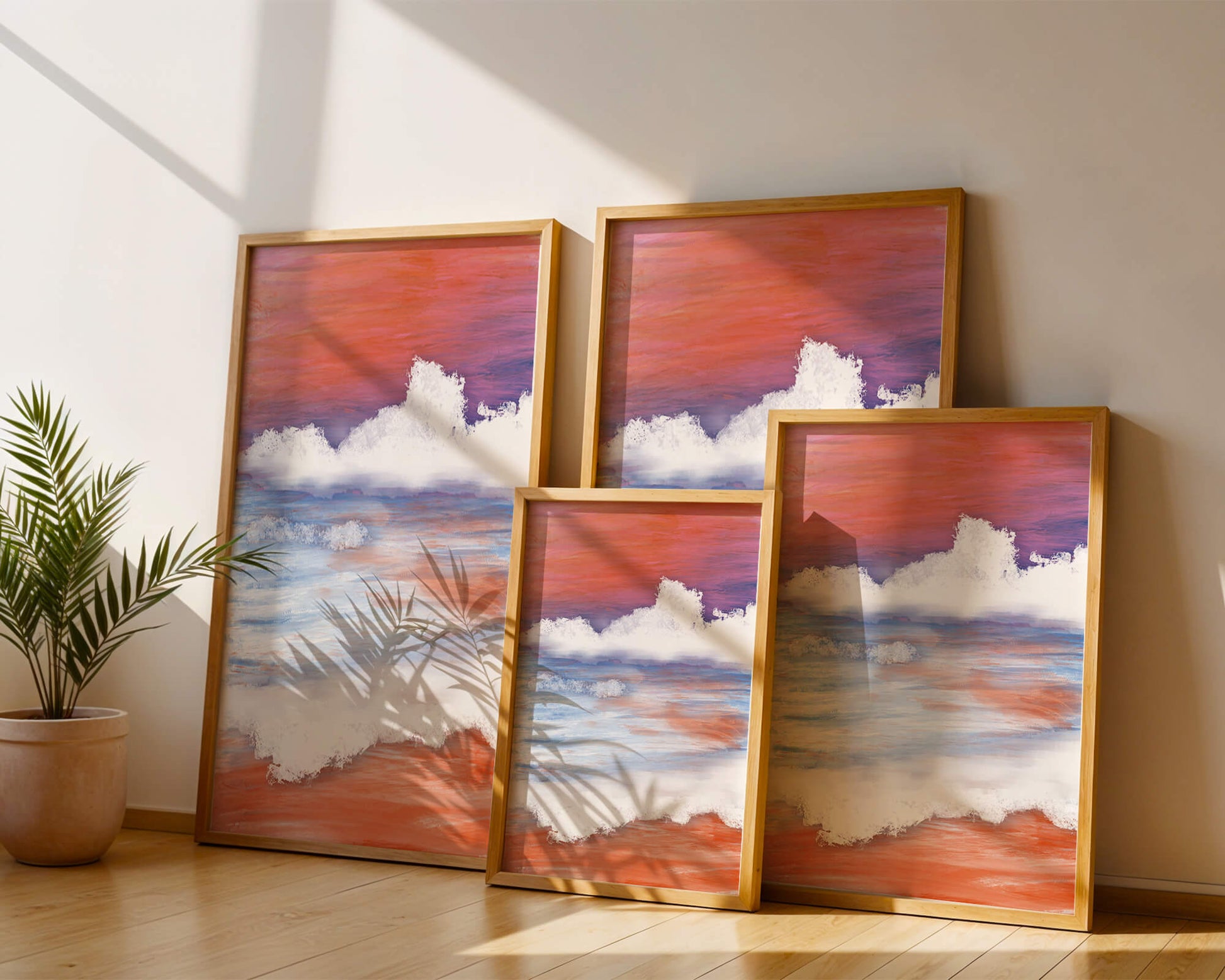 Calming Ocean Waves with Serene Sunset Sky
