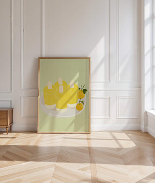 Illustration de sucettes glacées jaunes et d'oranges sur une assiette