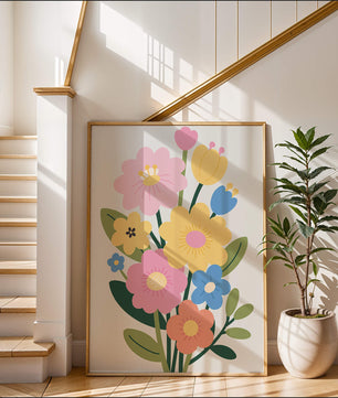 Ramo ilustrado de flores coloridas