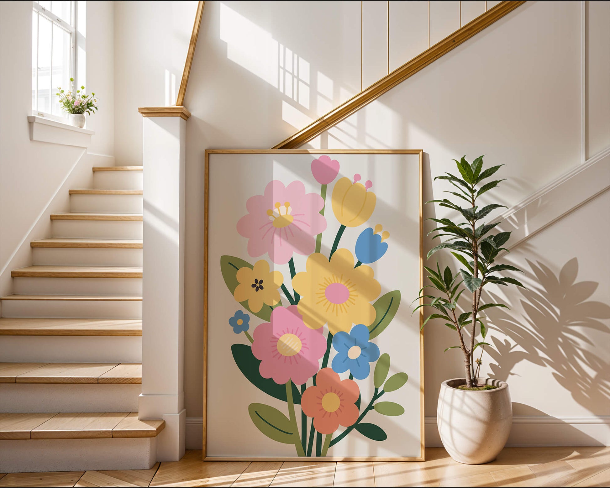 Ramo ilustrado de flores coloridas