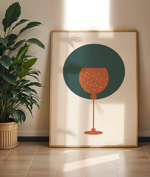 Wine Glass with Decorative Elements on Modern Minimalist Background - Mi tienda