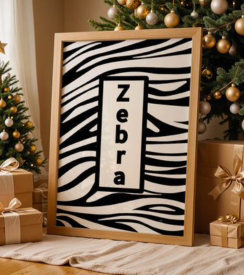 Elegant zebra print design with bold text accent