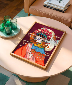 Illustration élégante de personnage d'opéra chinois aux couleurs vives