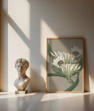 Beautiful botanical illustration of white blooming flowers with green leaves