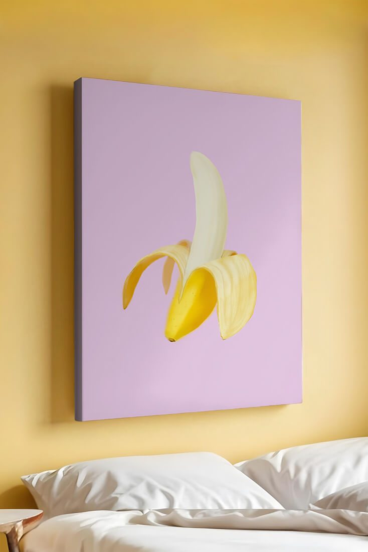 Open banana with purple background for vibrant decoration