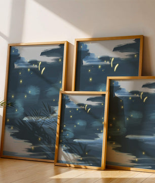 Ciel nocturne abstrait avec des éléments lumineux