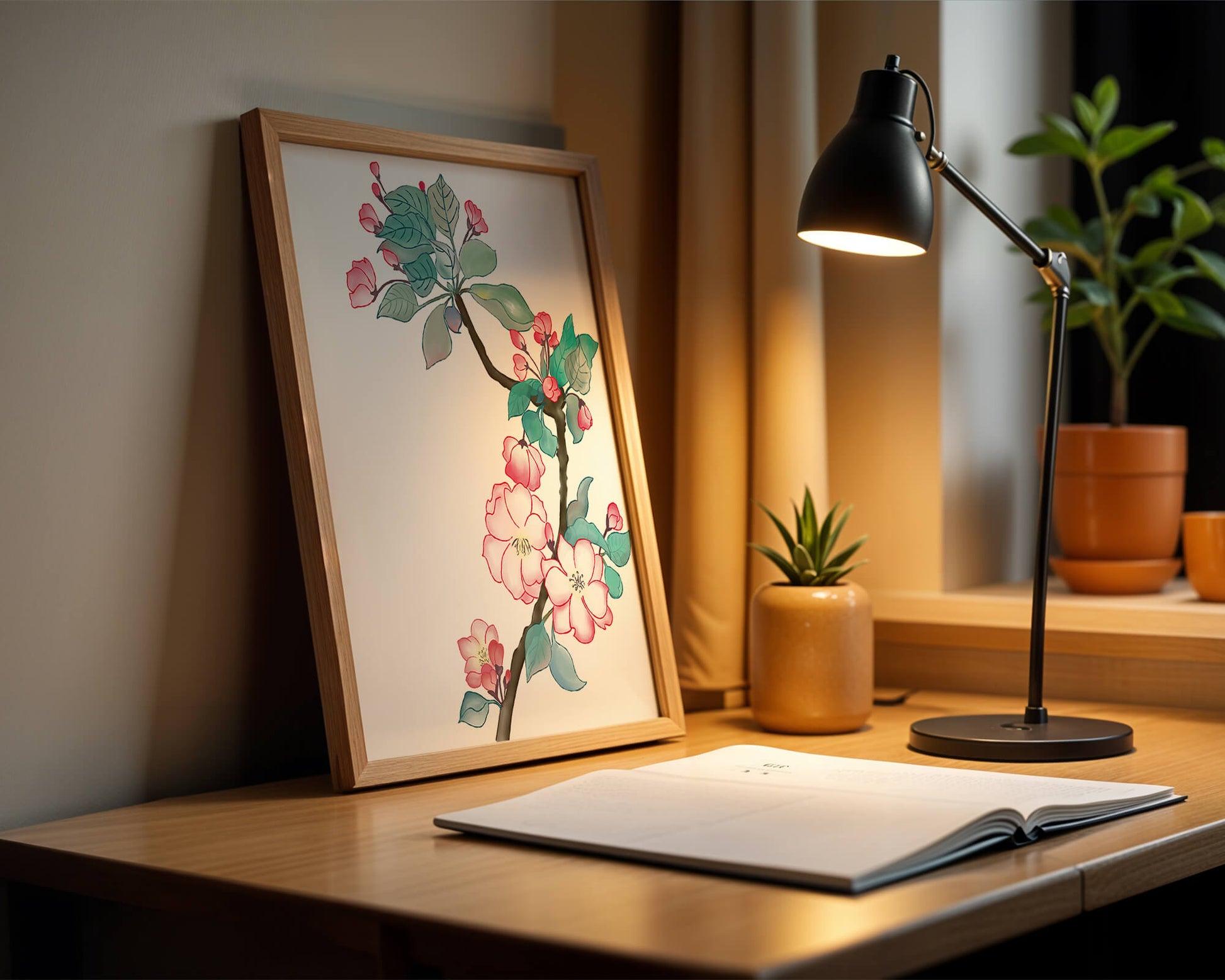 Elegant floral watercolor illustration with cherry blossom