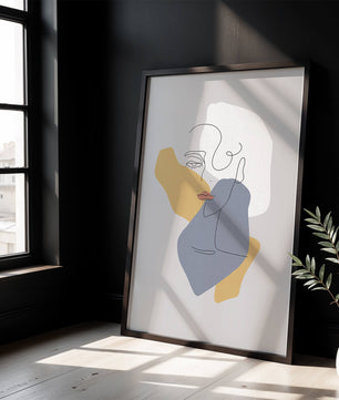 Abstract Line Art Portrait with Neutral Shapes - Mi tienda