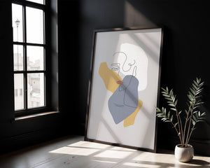 Abstract Line Art Portrait with Neutral Shapes - Mi tienda