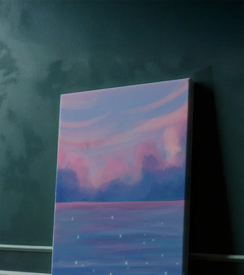 Dreamy Pastel Sky Reflecting on Sparkling Water Landscape