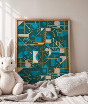 Design abstrait géométrique avec des accents dorés