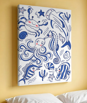 Underwater Marine Life Theme with Cartoon Sea Creatures