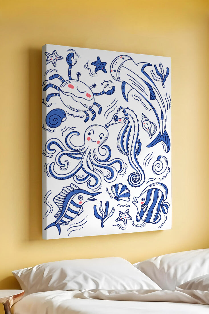 Underwater Marine Life Theme with Cartoon Sea Creatures