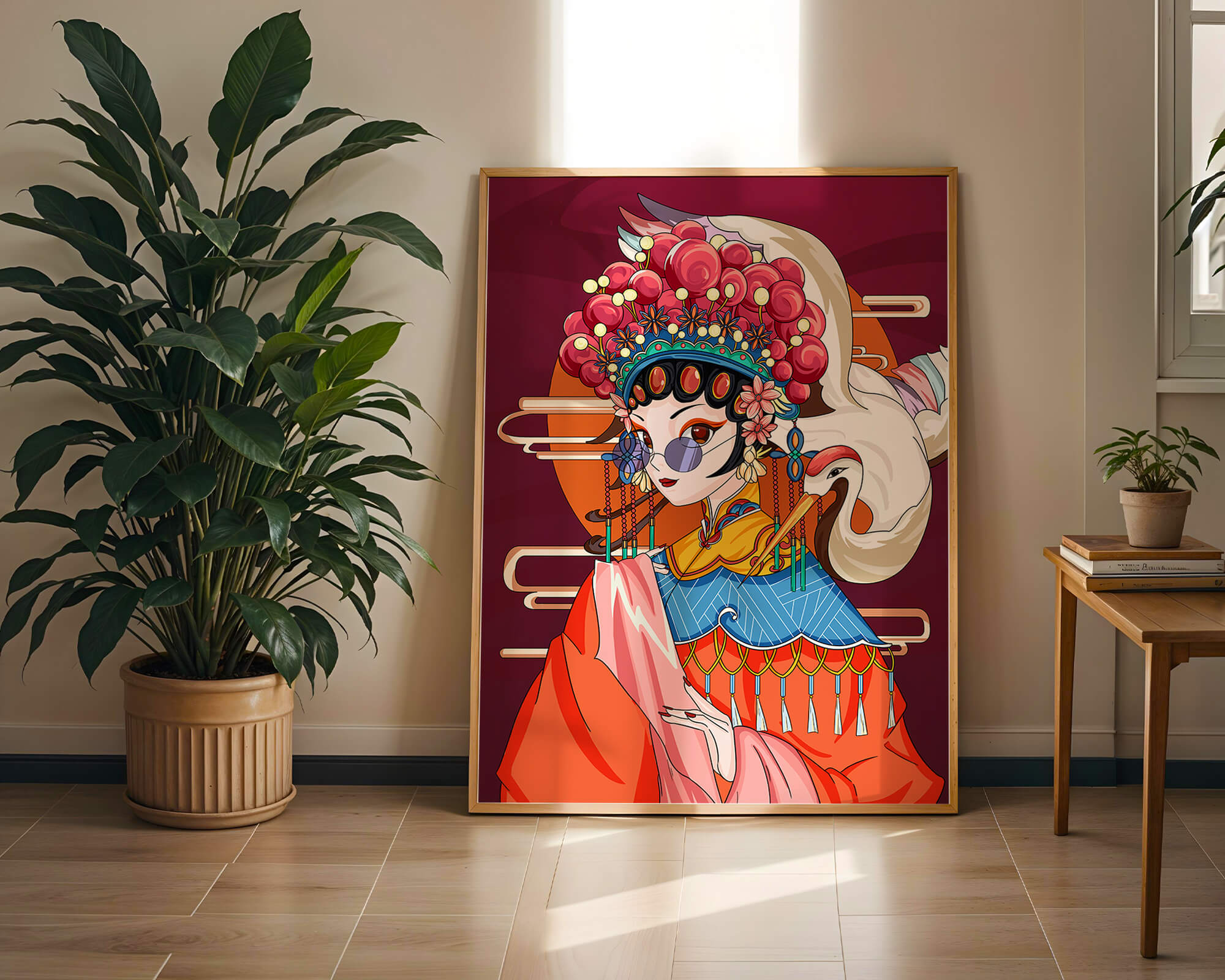 Elegant Chinese opera character illustration with vibrant colors