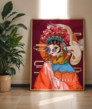 Illustration élégante de personnage d'opéra chinois aux couleurs vives