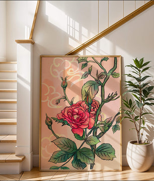 Ilustración Elegante de Rosa con Fondo Pastel Suave