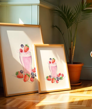 Refreshing berry smoothie with fresh strawberries and blueberries