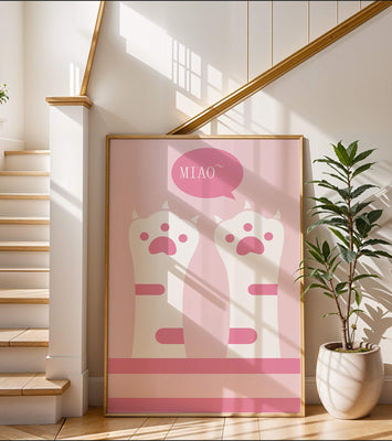 Playful cat paws illustration with speech bubble saying 
