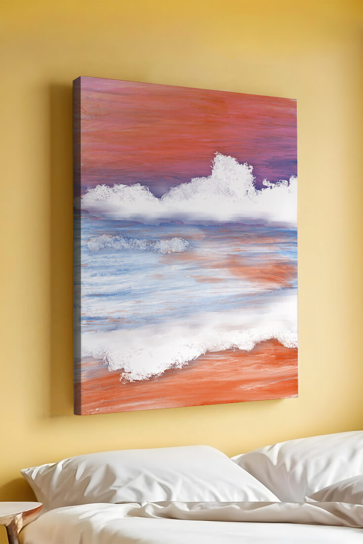 Calming Ocean Waves with Serene Sunset Sky