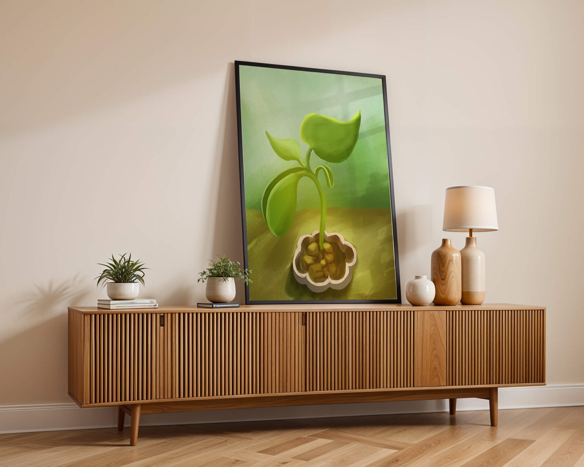 Young Green Plant Emerging from the Soil