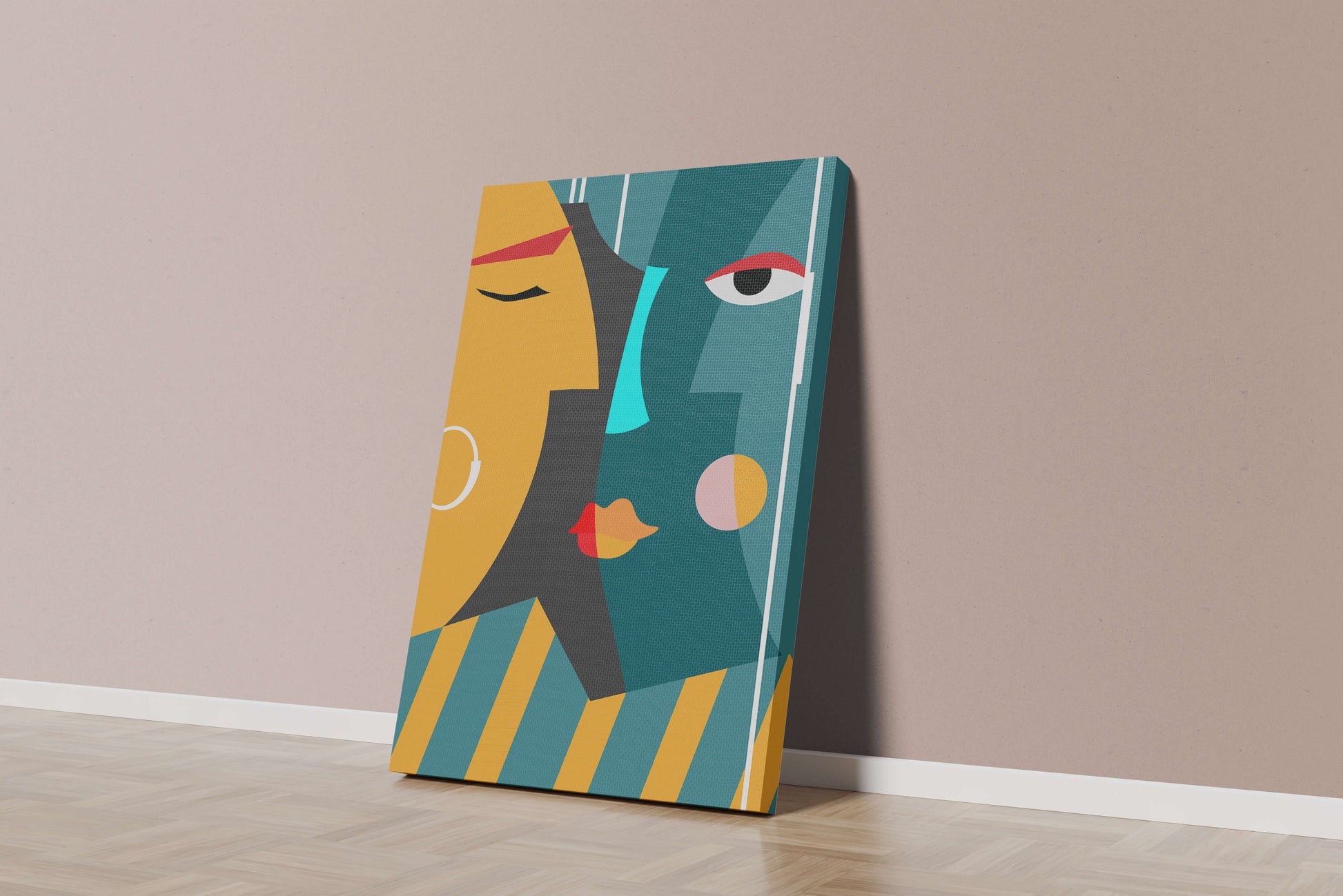 Arte geométrico abstracto con colores y formas audaces