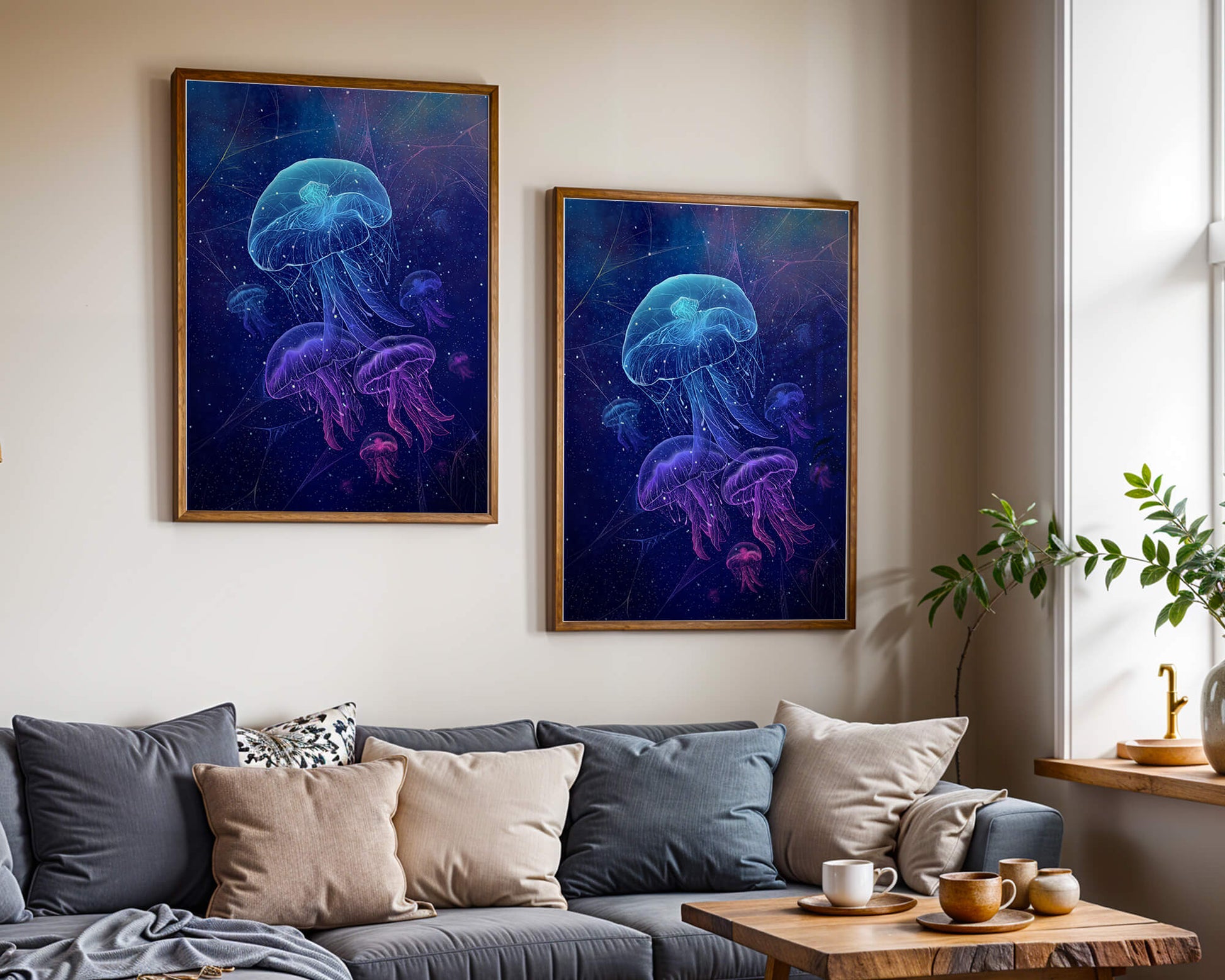 Jellyfish Illuminated in Magical Ocean Scene