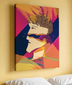 Colorful Abstract Portrait with Geometric and Golden Elements - Mi tienda