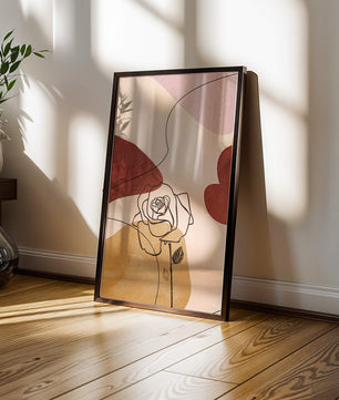 Abstract Line Art Rose with Earth Tones and Minimalist Design - Mi tienda