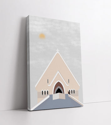 Minimalist Church Architecture with Soft Sunrise