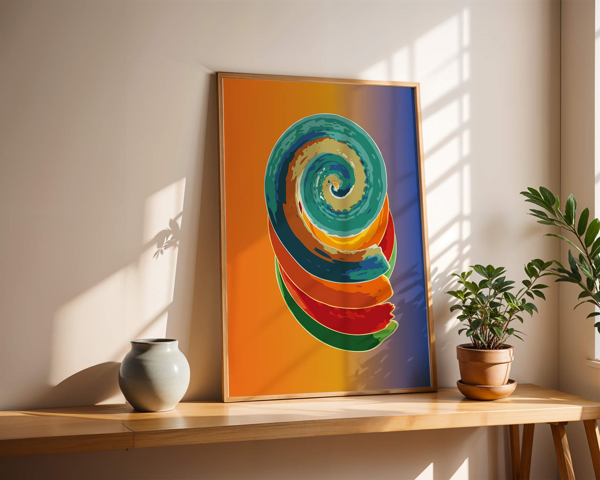 Bunte Spirale abstrakte Kunst mit lebendigem Farbverlauf Hintergrund