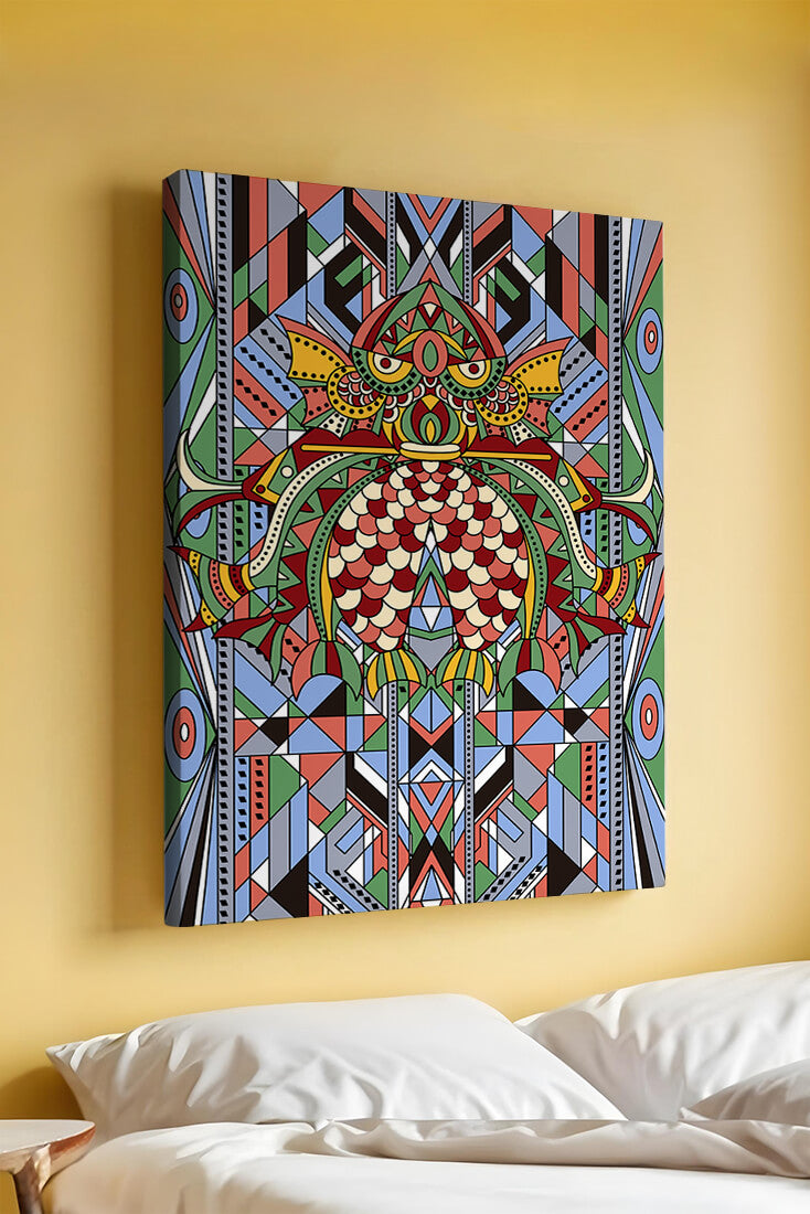Colorful Geometric Pattern with Symmetrical Design and Abstract Motif