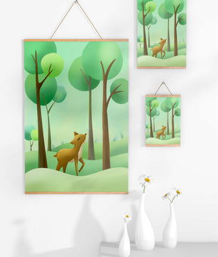 Gentle Deer and Butterfly in a Lush Forest Setting