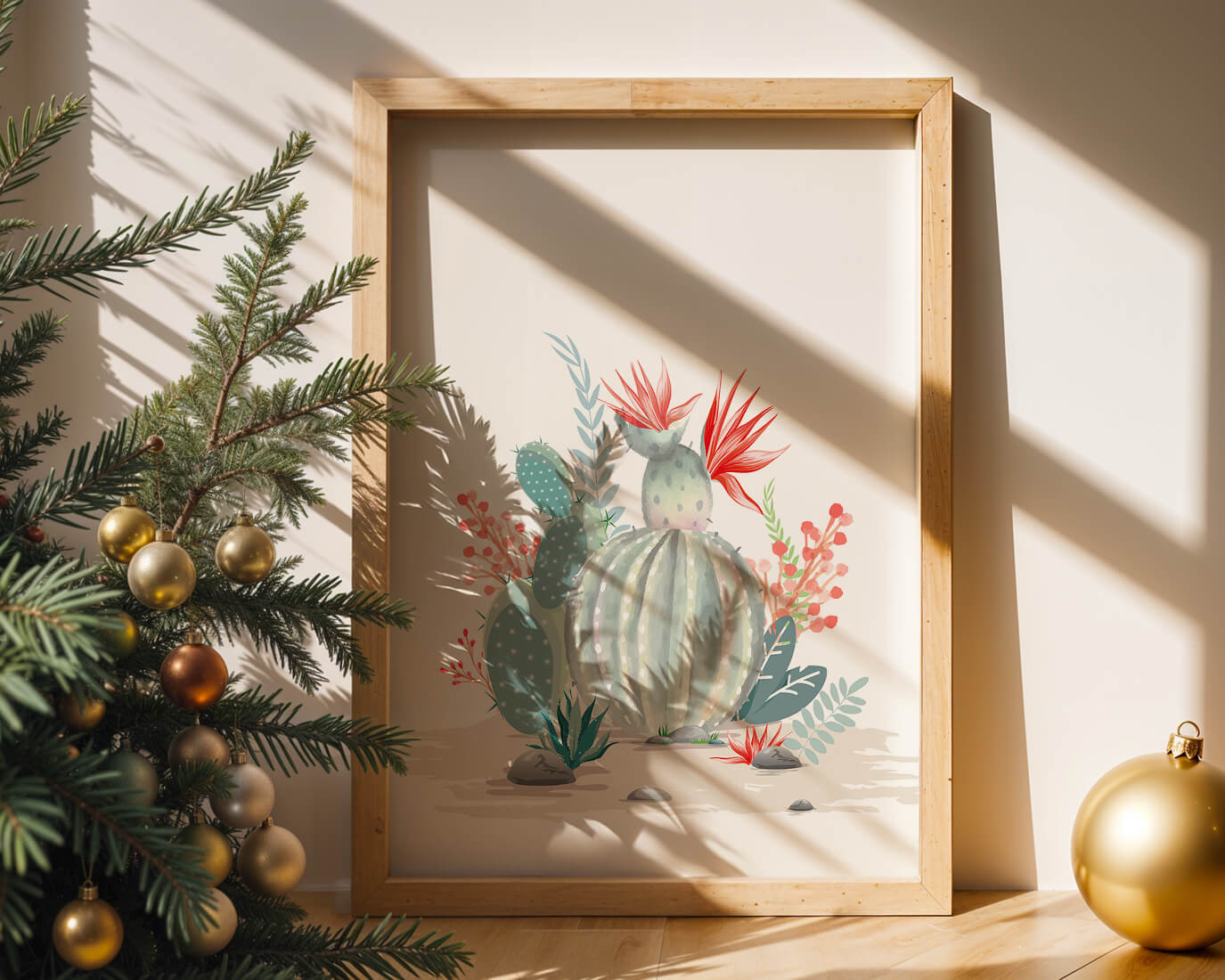 Colorful Cactus Arrangement With Red Blooms And Desert Plants - Mi tienda