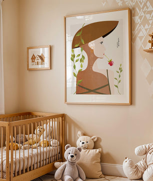 Elegant Abstract Portrait of a Woman with Floral Elements and a Large Hat - Mi tienda