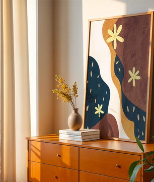 Abstract Floral Composition with Bold Colors and Textures