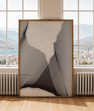 Motif ondulé abstrait noir et blanc sur fond texturé