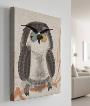 Whimsical Owl Illustration with Colorful Eyes