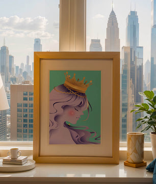 Elegant Purple-Haired Princess with Gold Crown - Mi tienda