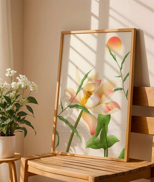 Serene Lotus Flower with Sun in Minimalist Natural Setting - Mi tienda