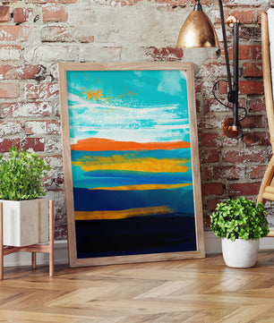 Abstract Colorful Brush Strokes with Gold Accents - Mi tienda