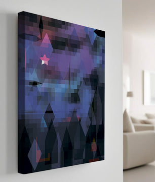 Geometrische abstrakte Kunst in lebhaften Blau- und Lilatönen