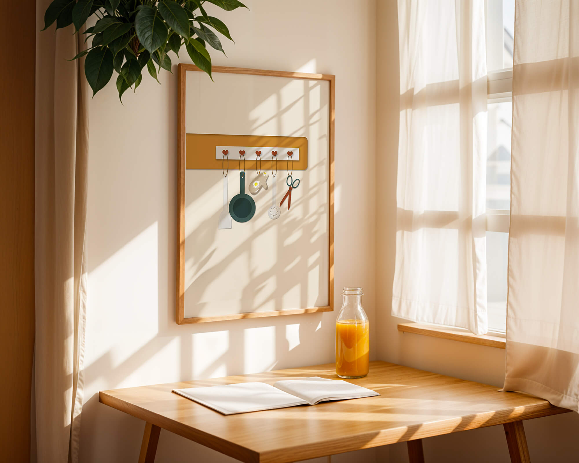 Kitchen Utensils Hanging on a Wall with Heart Hooks - Mi tienda