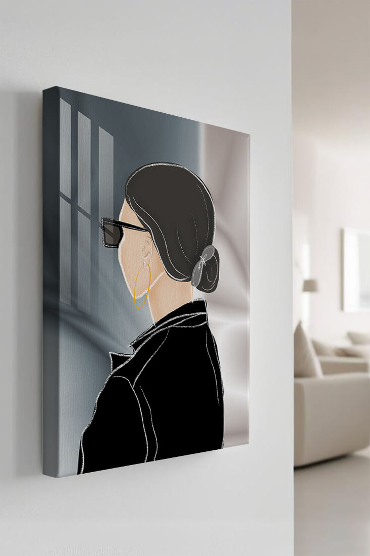Modern woman with sunglasses and gold hoop earrings