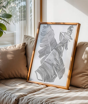 Ilustración abstracta monocromática de hojas superpuestas